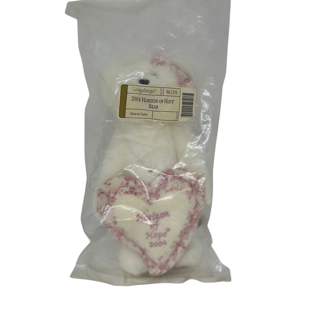 Longaberger‎ Y2K Horizon of Hope Bear White Plush w/ Embroidered Heart #96133